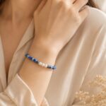 Lapis Lazuli & İnci Doğal Taş Bileklik – Gold Detaylı