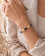 Lapis Lazuli & Sarı Kalsit Doğal Taş Bileklik – 8 mm - Görsel 4