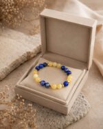 Lapis Lazuli & Sarı Kalsit Doğal Taş Bileklik – 8 mm