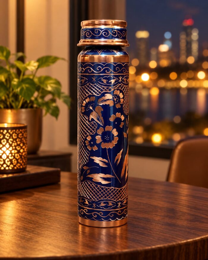 El İşlemeli Saf Bakır Su Matarası | 500 ml - Görsel 9