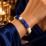 Lacivert İnci Işıltısı A Kalite Lapis Lazuli ve İnci Bileklik