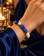 Lacivert İnci Işıltısı A Kalite Lapis Lazuli ve İnci Bileklik